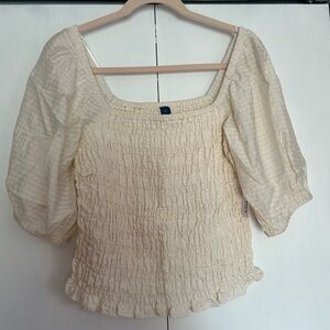 Old Navy Fitted Puff Sleeve Smocked Top.